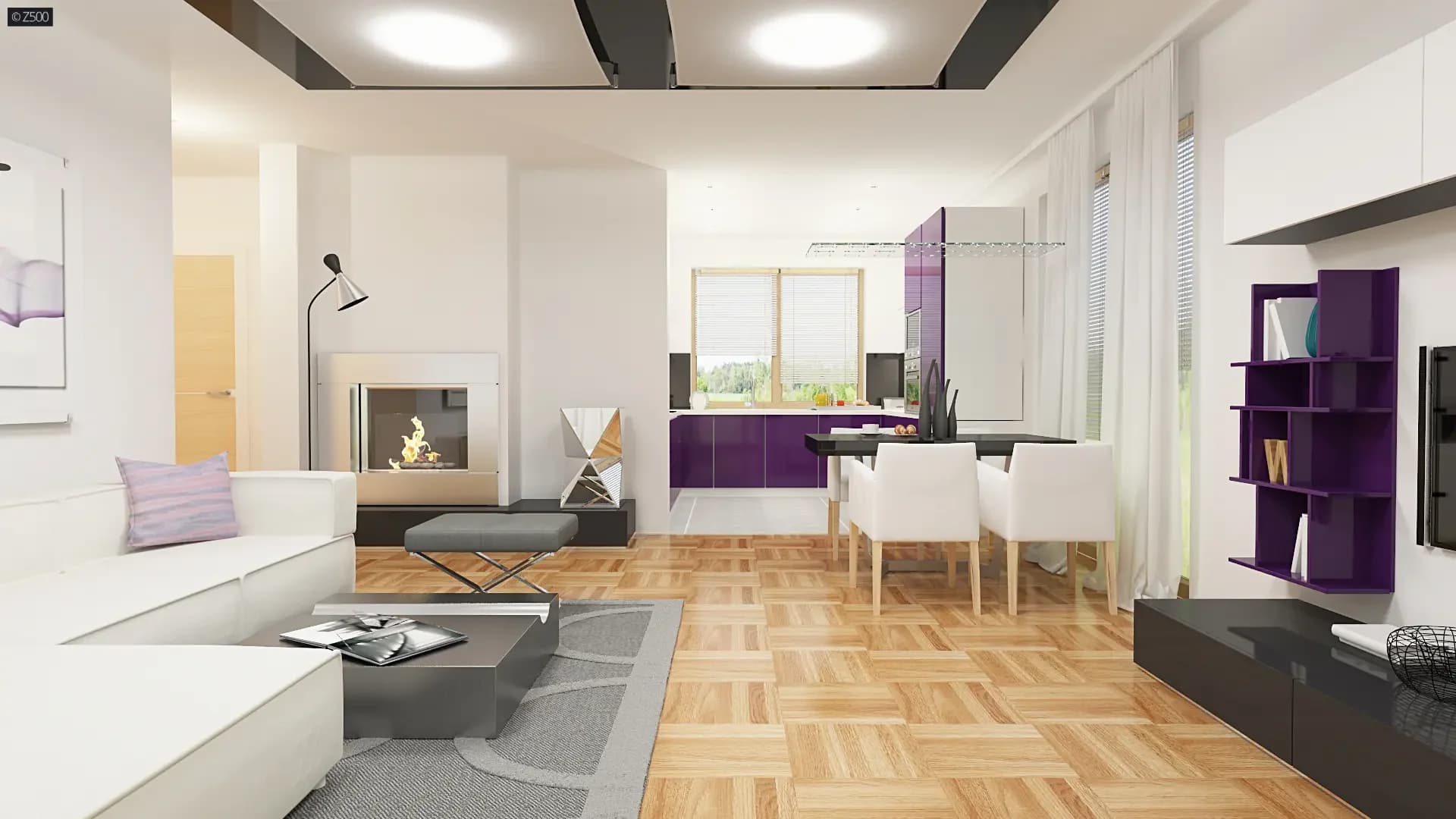 Z255 a maja – sisevaade elutuba ja köök